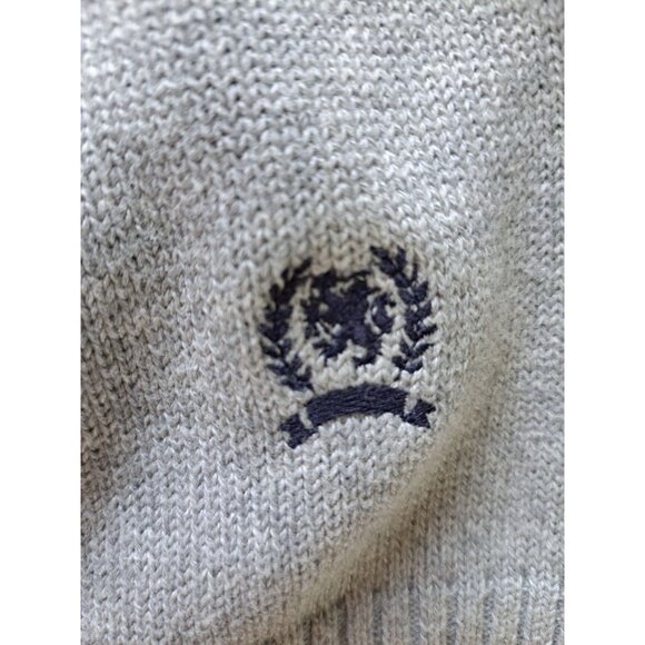 Tommy Hilfiger Crest XL Gray Crewneck Sweater Black Argyle Pattern Ribbed Men's - Picture 2 of 9